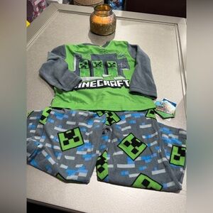 Mine-Craft Kids Pajamas - Green and Gray. Size 4.